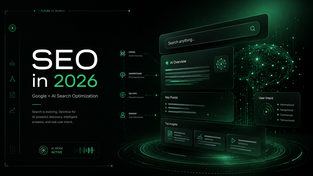 Discover what modern SEO looks like in 2026 and how to optimize your website for Google Search, AI Overviews, ChatGPT Search and AI discovery.